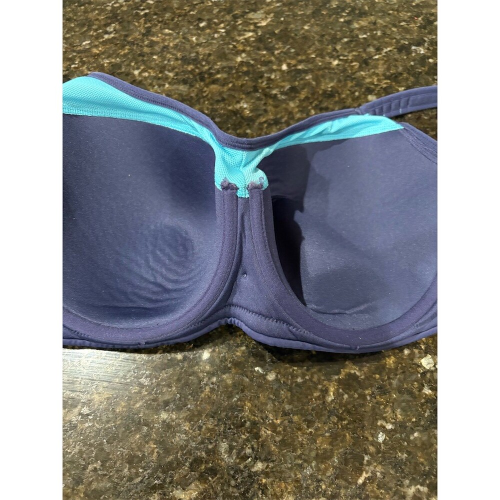 Adore Me Sports Bra Womens 38DDD Blue Colorblock Full Coverage Support - Picture 7 of 10